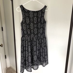 Black & White Ornate Pattern Mini Dress
